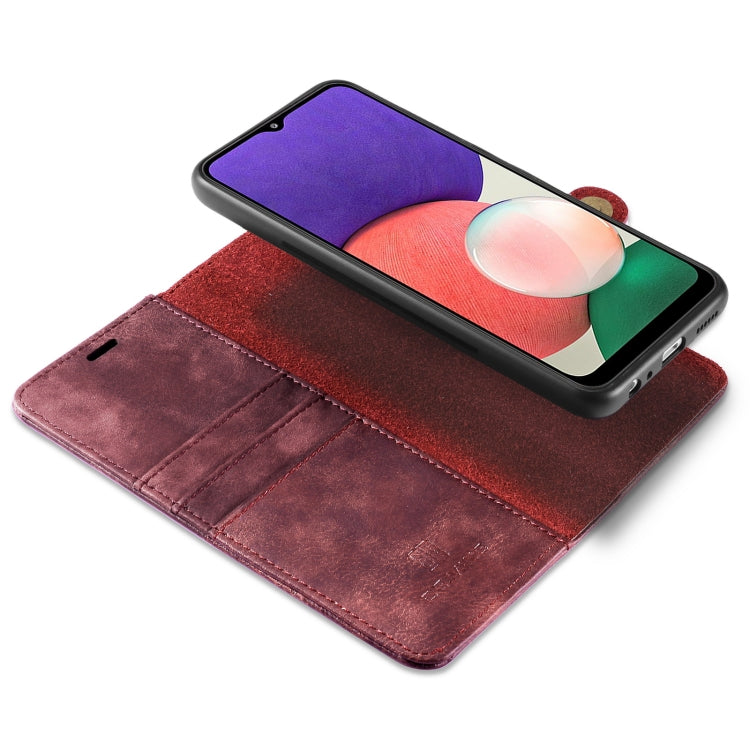 For Samsung Galaxy A22 5G DG.MING Crazy Horse Texture Flip Detachable Magnetic Leather Case with Holder & Card Slots & Wallet(Red) - Galaxy Phone Cases by DG.MING | Online Shopping UK | buy2fix