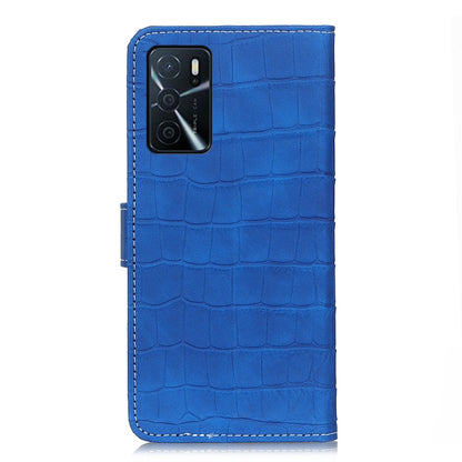 For OPPO A16 Magnetic Crocodile Texture Horizontal Flip Leather Case with Holder & Card Slots & Wallet(Blue) - OPPO Cases by buy2fix | Online Shopping UK | buy2fix