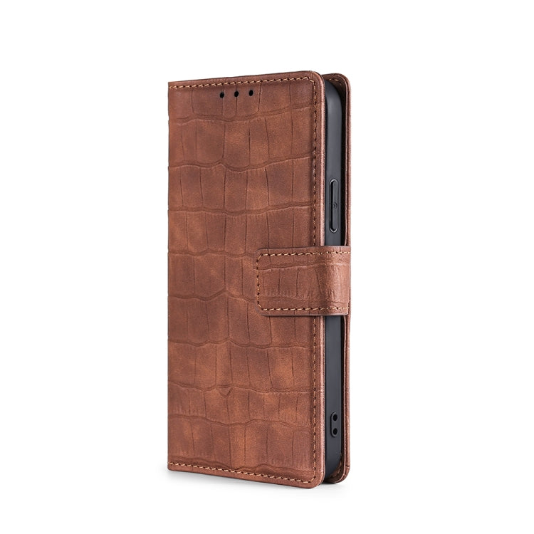 For OPPO A94 5G / F19 Pro+ / Reno5 Z Skin Feel Crocodile Texture Magnetic Clasp Horizontal Flip PU Leather Case with Holder & Card Slots & Wallet(Brown) - OPPO Cases by buy2fix | Online Shopping UK | buy2fix