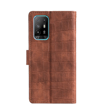 For OPPO A94 5G / F19 Pro+ / Reno5 Z Skin Feel Crocodile Texture Magnetic Clasp Horizontal Flip PU Leather Case with Holder & Card Slots & Wallet(Brown) - OPPO Cases by buy2fix | Online Shopping UK | buy2fix