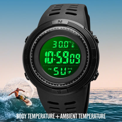 SKMEI 1681 Multifunctional LED Digital Display Luminous Electronic Watch, Support Body / Ambient Temperature Measurement(Black White) - LED Digital Watches by SKMEI | Online Shopping UK | buy2fix