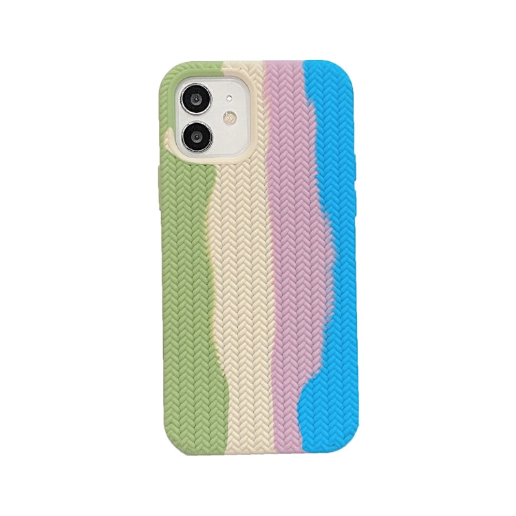 For iPhone 11 Herringbone Texture Silicone Protective Case (Rainbow Green) - iPhone 11 Cases by buy2fix | Online Shopping UK | buy2fix