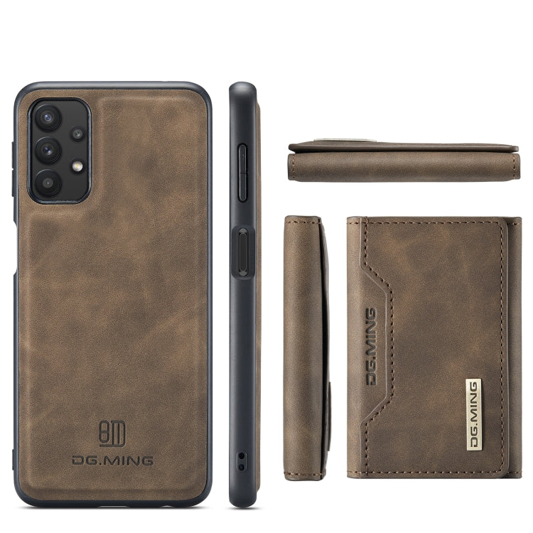 For Samsung Galaxy A32 5G DG.MING M2 Series 3-Fold Multi Card Bag Back Cover Shockproof Case with Wallet & Holder Function(Coffee) - Galaxy Phone Cases by DG.MING | Online Shopping UK | buy2fix