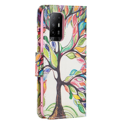 For OPPO A94 5G / Reno5 Z 5G / F19 Pro+ Colored Drawing Pattern Horizontal Flip Leather Case with Holder & Card Slots & Wallet(Tree Life) - OPPO Cases by buy2fix | Online Shopping UK | buy2fix