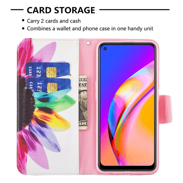 For OPPO A94 5G / Reno5 Z 5G / F19 Pro+ Colored Drawing Pattern Horizontal Flip Leather Case with Holder & Card Slots & Wallet(Sun Flower) - OPPO Cases by buy2fix | Online Shopping UK | buy2fix