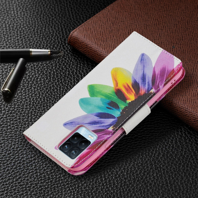 For OPPO Realme 8 / Realme 8 Pro Colored Drawing Pattern Horizontal Flip Leather Case with Holder & Card Slots & Wallet(Sun Flower) - Realme Cases by buy2fix | Online Shopping UK | buy2fix