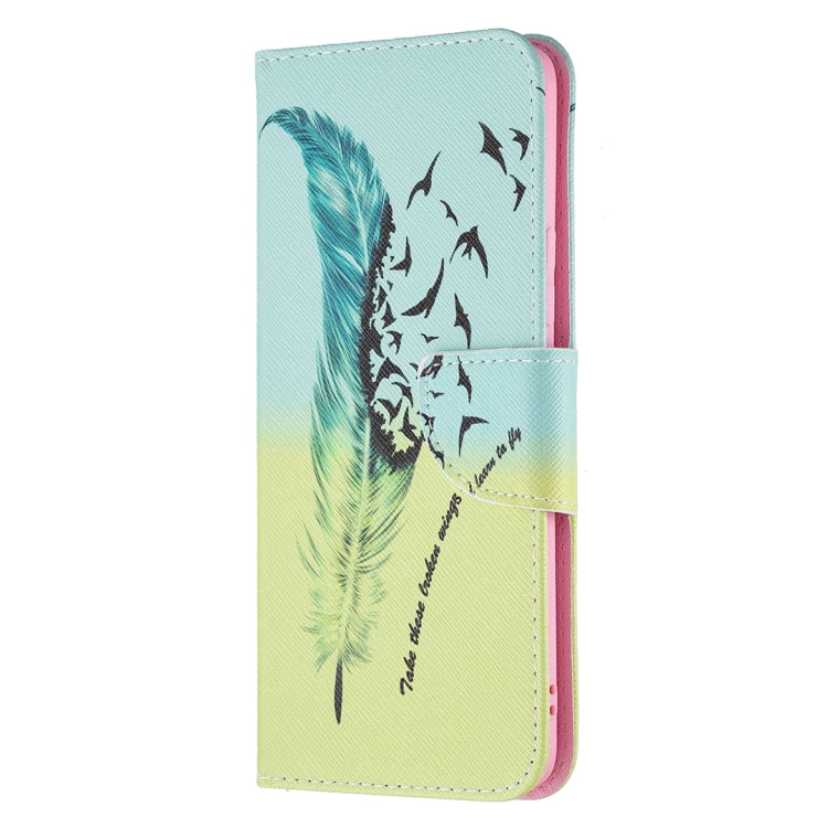 For OPPO Realme 8 / Realme 8 Pro Colored Drawing Pattern Horizontal Flip Leather Case with Holder & Card Slots & Wallet(Feather) - Realme Cases by buy2fix | Online Shopping UK | buy2fix