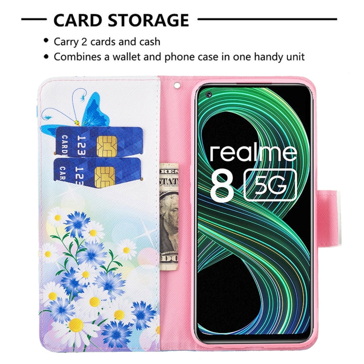 For OPPO Realme 8 5G / Realme V13 Colored Drawing Pattern Horizontal Flip Leather Case with Holder & Card Slots & Wallet(Butterfly Love) - Realme Cases by buy2fix | Online Shopping UK | buy2fix