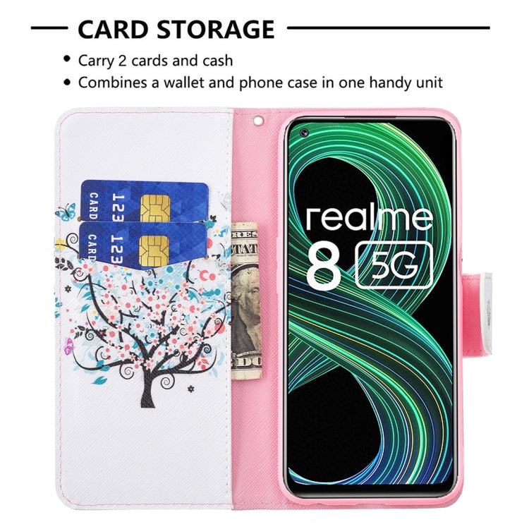 For OPPO Realme 8 5G / Realme V13 Colored Drawing Pattern Horizontal Flip Leather Case with Holder & Card Slots & Wallet(Tree) - Realme Cases by buy2fix | Online Shopping UK | buy2fix