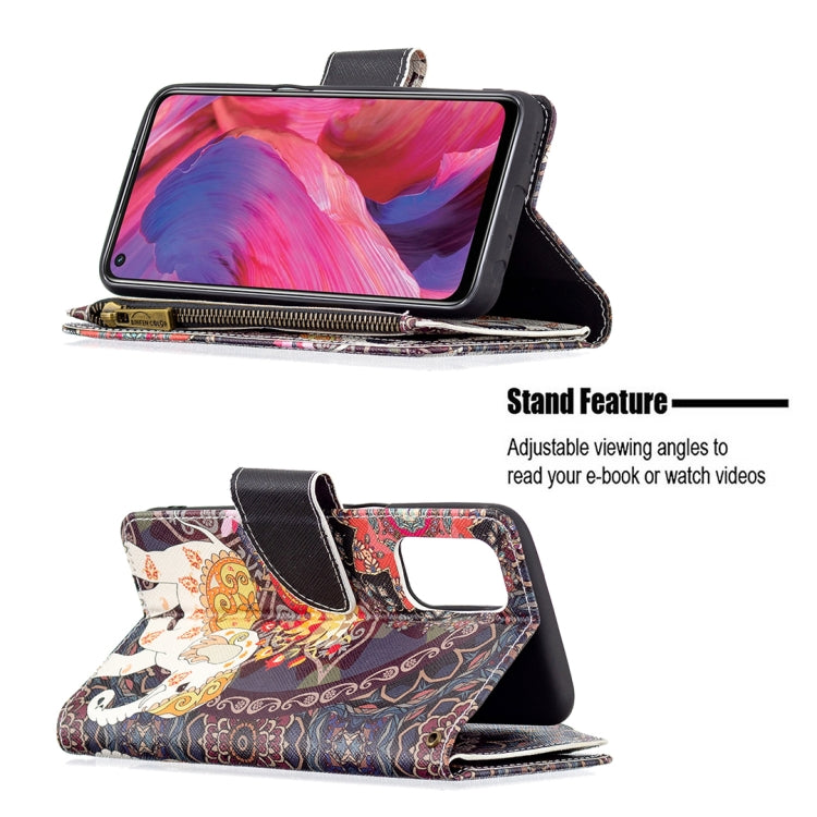 For OPPO A74 5G/A93 5G/A54 5G Colored Drawing Pattern Zipper Horizontal Flip Leather Case with Holder & Card Slots & Wallet(Flower Elephants) - OPPO Cases by buy2fix | Online Shopping UK | buy2fix