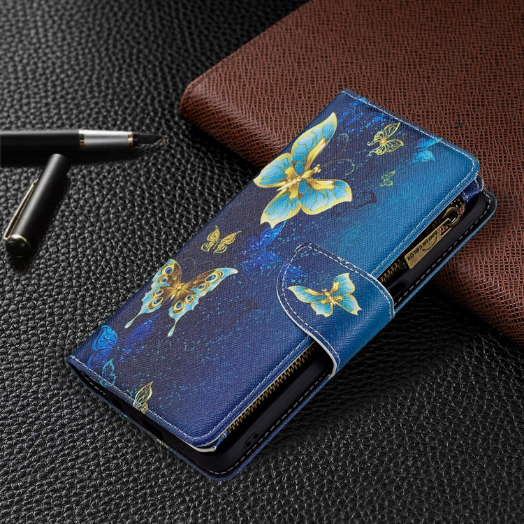 For OPPO A74 5G/A93 5G/A54 5G Colored Drawing Pattern Zipper Horizontal Flip Leather Case with Holder & Card Slots & Wallet(Gold Butterfly) - OPPO Cases by buy2fix | Online Shopping UK | buy2fix