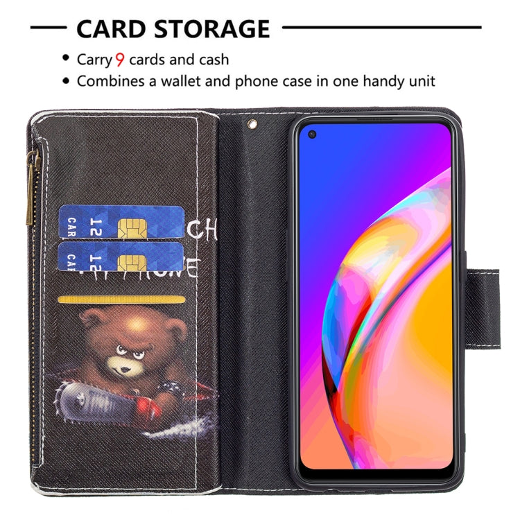 For OPPO A94 5G/F19 Pro+ 5G/Reno5 Z 5G Colored Drawing Pattern Zipper Horizontal Flip Leather Case with Holder & Card Slots & Wallet(Bear) - OPPO Cases by buy2fix | Online Shopping UK | buy2fix