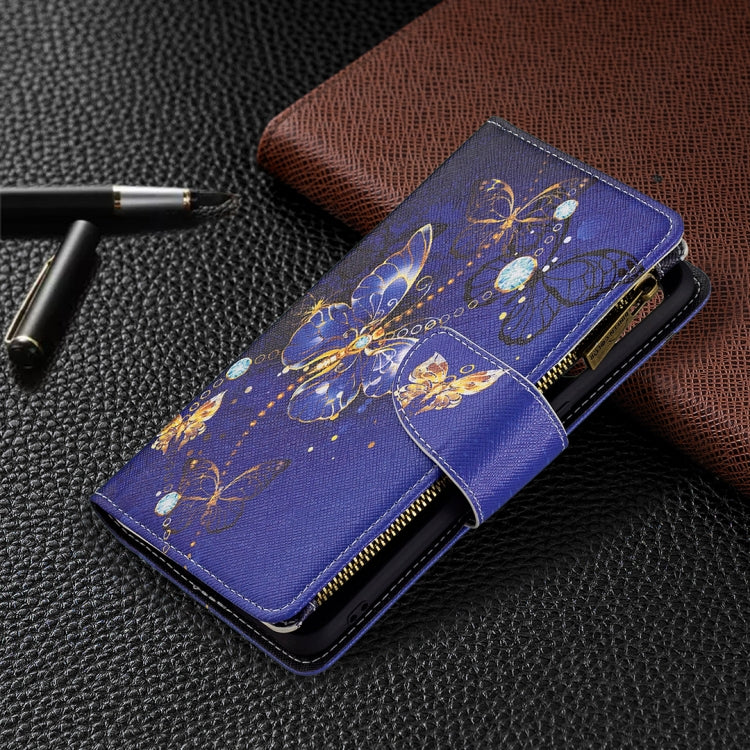 For OPPO Reno5 5G Colored Drawing Pattern Zipper Horizontal Flip Leather Case with Holder & Card Slots & Wallet(Purple Butterfly) - OPPO Cases by buy2fix | Online Shopping UK | buy2fix