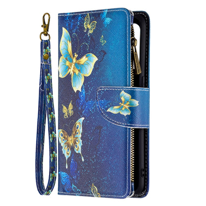 For OPPO Reno5 5G Colored Drawing Pattern Zipper Horizontal Flip Leather Case with Holder & Card Slots & Wallet(Gold Butterfly) - OPPO Cases by buy2fix | Online Shopping UK | buy2fix