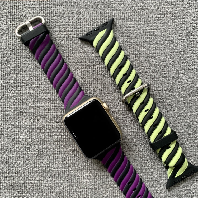 Two-color Twist Silicone Watch Band For Apple Watch Series 9&8&7 41mm / SE 3&SE 2&6&SE&5&4 40mm / 3&2&1 38mm(Purple Black) - Watch Bands by buy2fix | Online Shopping UK | buy2fix