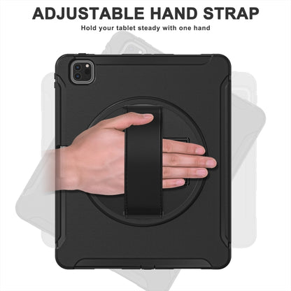 For iPad Pro 12.9 2022 / 2021 360 Degree Rotation PC + TPU Protective Tablet Case with Holder & Hand-strap(Black) - iPad Pro 12.9 (2022/2021) Cases by buy2fix | Online Shopping UK | buy2fix