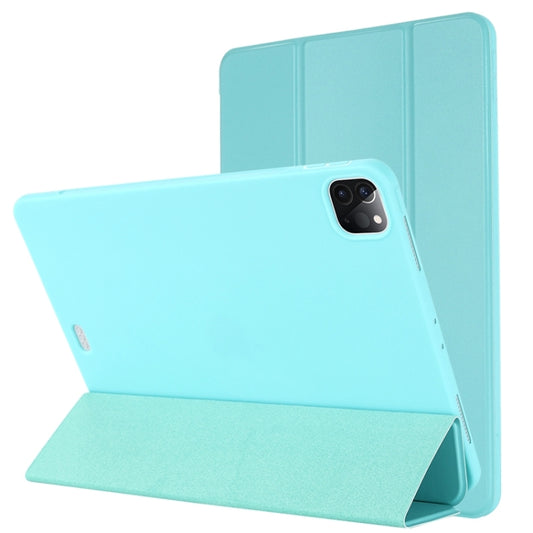 For iPad Pro 12.9 2022 / 2021 / 2020 / 2018 TPU Horizontal Flip Leather Tablet Case with Three-folding Holder(Green) - iPad Pro 12.9 (2022/2021) Cases by buy2fix | Online Shopping UK | buy2fix