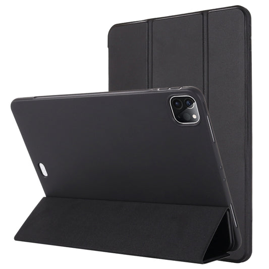 For iPad Pro 12.9 2022 / 2021 / 2020 / 2018 TPU Horizontal Flip Leather Tablet Case with Three-folding Holder(Black) - iPad Pro 12.9 (2022/2021) Cases by buy2fix | Online Shopping UK | buy2fix