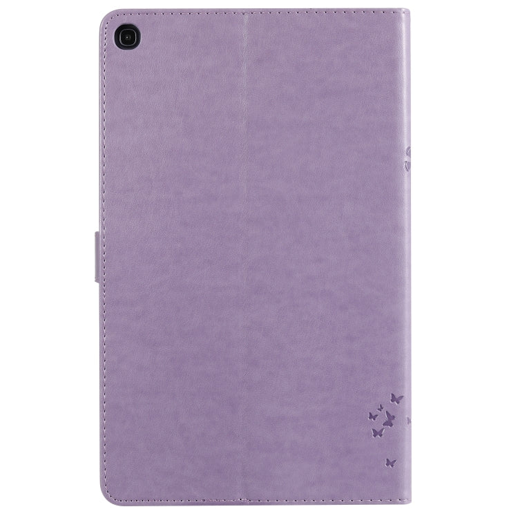 For Galaxy Tab A 10.1 (2019) Pressed Printing Cat and Tree Pattern Horizontal Flip Leather Case with Holder & Card Slots & Wallet(Purple) - Tab A 10.1 (2019) T510 / T515 by buy2fix | Online Shopping UK | buy2fix