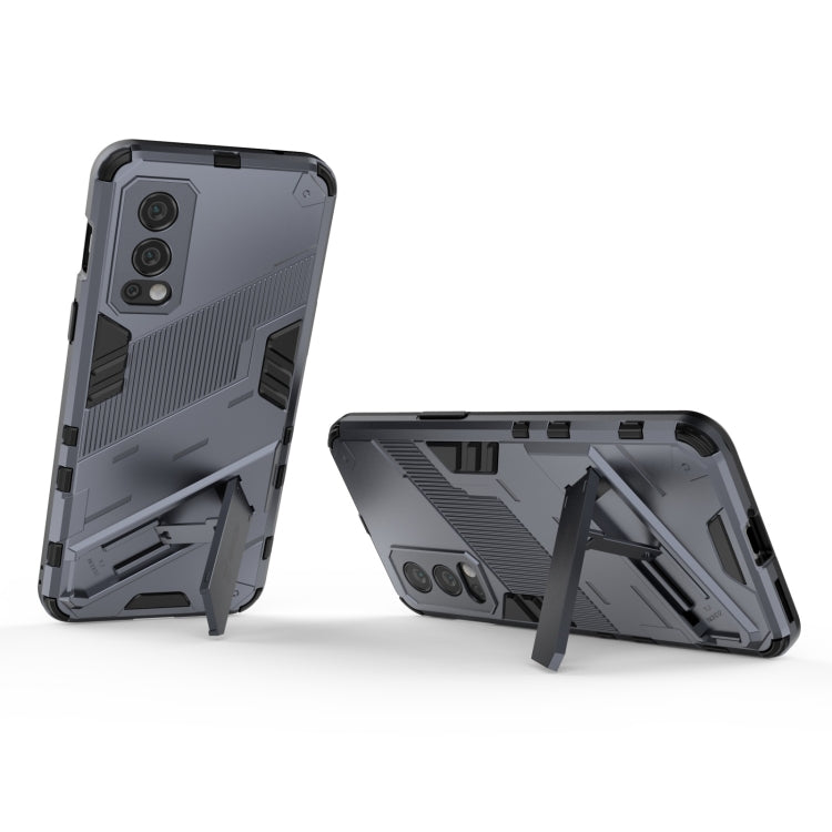 For OnePlus Nord 2 5G Punk Armor 2 in 1 PC + TPU Shockproof Case with Invisible Holder(Grey) - OnePlus Cases by buy2fix | Online Shopping UK | buy2fix