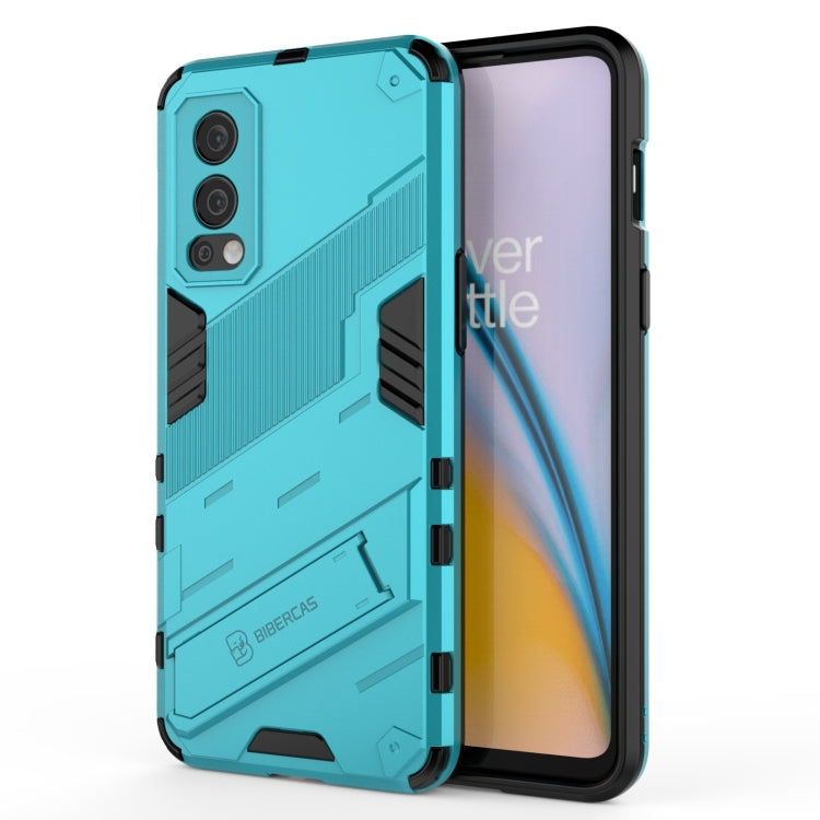 For OnePlus Nord 2 5G Punk Armor 2 in 1 PC + TPU Shockproof Case with Invisible Holder(Blue) - OnePlus Cases by buy2fix | Online Shopping UK | buy2fix