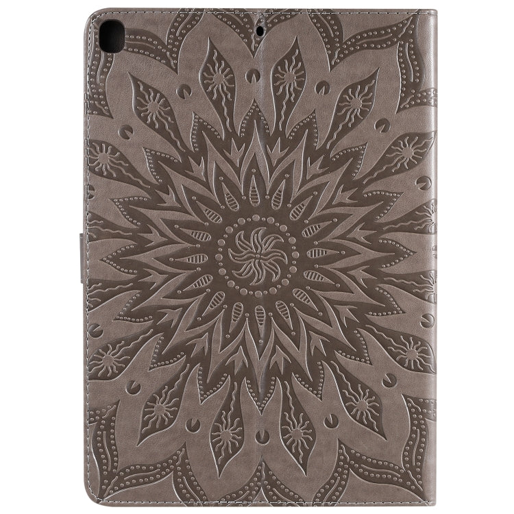 For iPad 10.2 / Pro 10.5 / Air 2019 Pressed Printing Sun Flower Pattern Horizontal Flip Leather Case with Holder & Card Slots & Wallet(Grey) - iPad Air (2019) Cases by buy2fix | Online Shopping UK | buy2fix
