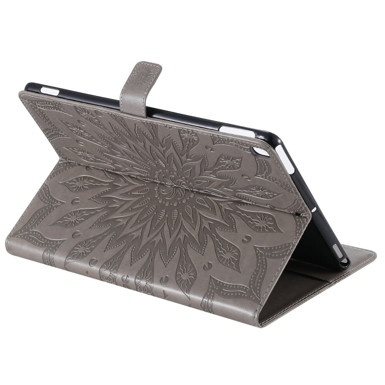 For iPad 10.2 / Pro 10.5 / Air 2019 Pressed Printing Sun Flower Pattern Horizontal Flip Leather Case with Holder & Card Slots & Wallet(Grey) - iPad Air (2019) Cases by buy2fix | Online Shopping UK | buy2fix