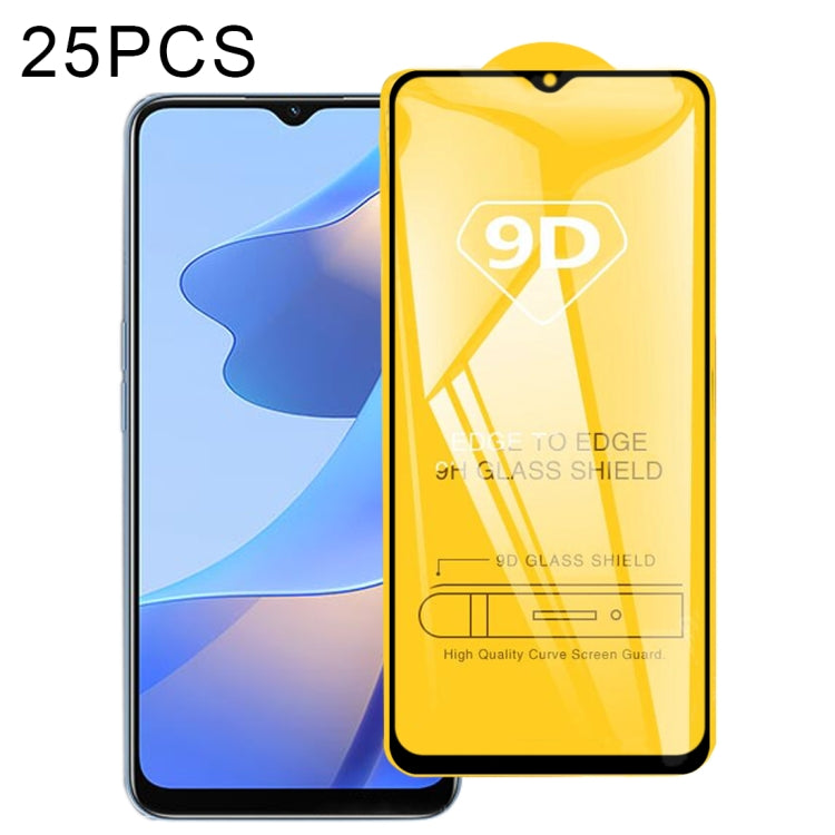 For OPPO A16 / A16S 25 PCS 9D Full Glue Full Screen Tempered Glass Film - OPPO Tempered Glass by buy2fix | Online Shopping UK | buy2fix