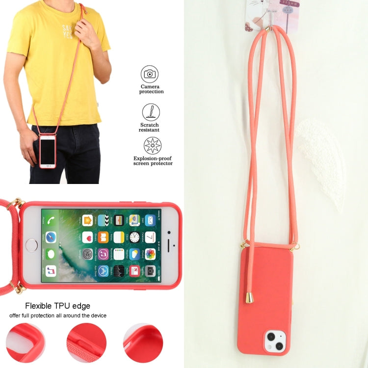 For iPhone 13 mini Wheat Straw Material + TPU Shockproof Case with Neck Lanyard (Red) - iPhone 13 mini Cases by buy2fix | Online Shopping UK | buy2fix