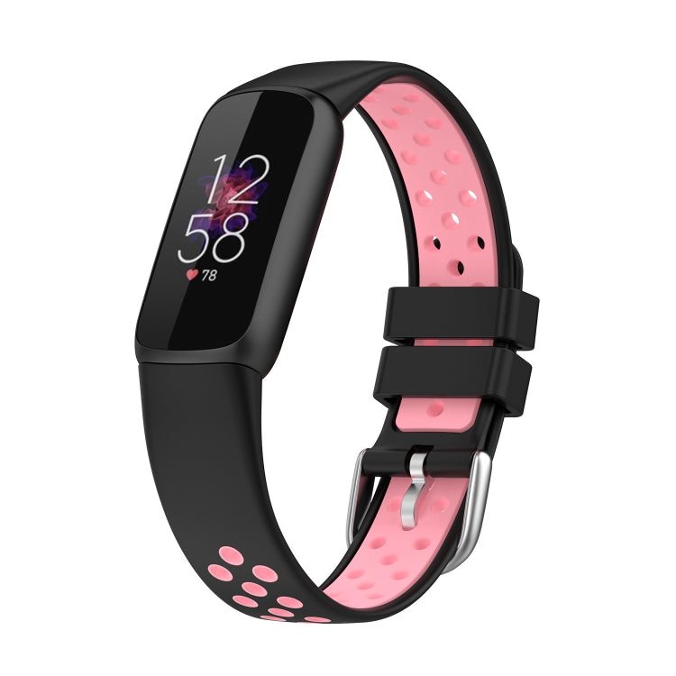 For Fitbit Luxe Two-color Silicone Watch Band(Black Pink) - Watch Bands by buy2fix | Online Shopping UK | buy2fix