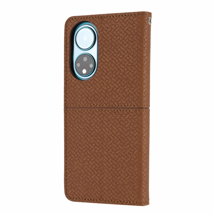 For Honor 50 Woven Texture Stitching Magnetic Horizontal Flip PU Leather Case with Holder & Card Slots & Wallet & Lanyard(Brown) - Honor Cases by buy2fix | Online Shopping UK | buy2fix