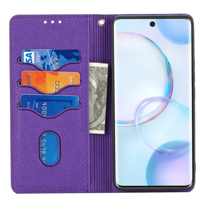 For Honor 50 Woven Texture Stitching Magnetic Horizontal Flip PU Leather Case with Holder & Card Slots & Wallet & Lanyard(Purple) - Honor Cases by buy2fix | Online Shopping UK | buy2fix