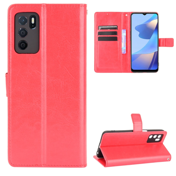 For OPPO A16 Crazy Horse Texture Horizontal Flip Leather Case with Holder & Card Slots & Lanyard(Red) - OPPO Cases by buy2fix | Online Shopping UK | buy2fix