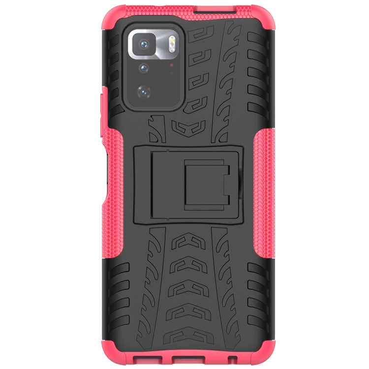 For Xiaomi Poco X3 GT Tire Texture Shockproof TPU+PC Protective Case with Holder(Pink) - Xiaomi Cases by buy2fix | Online Shopping UK | buy2fix