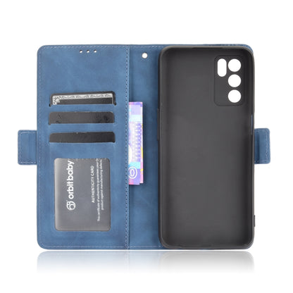 For OPPO A16 Skin Feel Calf Pattern Horizontal Flip Leather Case with Holder & Card Slots & Photo Frame(Blue) - OPPO Cases by buy2fix | Online Shopping UK | buy2fix