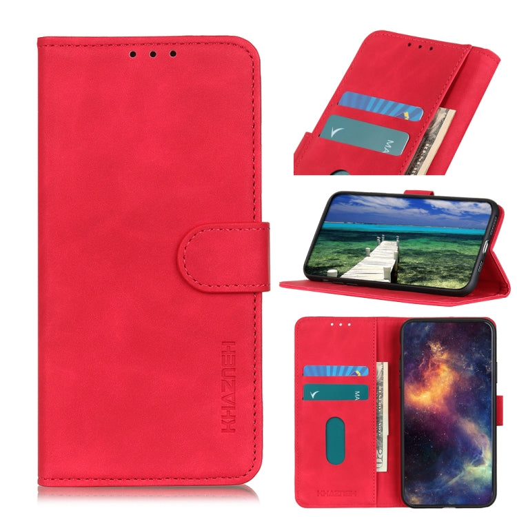 For Xiaomi Redmi 10 / Redmi Note 11 4G KHAZNEH Retro Texture PU + TPU Horizontal Flip Leather Case with Holder & Card Slots & Wallet(Red) - Xiaomi Cases by buy2fix | Online Shopping UK | buy2fix