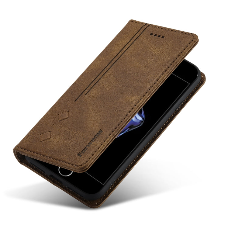 For iPhone SE 2022 / SE 2020 / 8 / 7 Forwenw F2 Series Magnetic Horizontal Flip Leather Case with Holder & Card Slots & Wallet(Brown) - iPhone SE 2022 / 2020 / 8 / 7 Cases by Forwenw | Online Shopping UK | buy2fix
