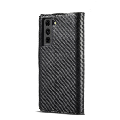 LC.IMEEKE Carbon Fiber PU + TPU Horizontal Flip Leather Case with Holder & Card Slot & Wallet For Samsung Galaxy S21 5G(Vertical Black) - Galaxy S21 5G Cases by LC.IMEEKE | Online Shopping UK | buy2fix