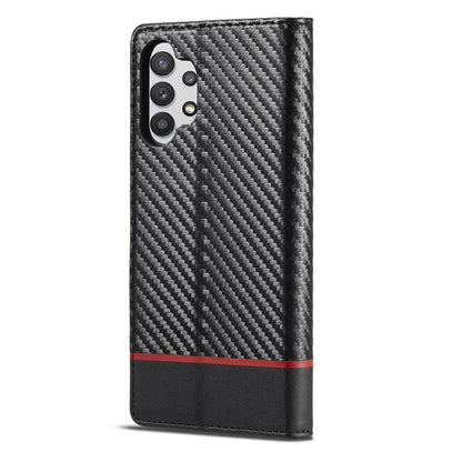 LC.IMEEKE Carbon Fiber PU + TPU Horizontal Flip Leather Case with Holder & Card Slot & Wallet For Samsung Galaxy A32 5G(Horizontal Black) - Galaxy Phone Cases by LC.IMEEKE | Online Shopping UK | buy2fix