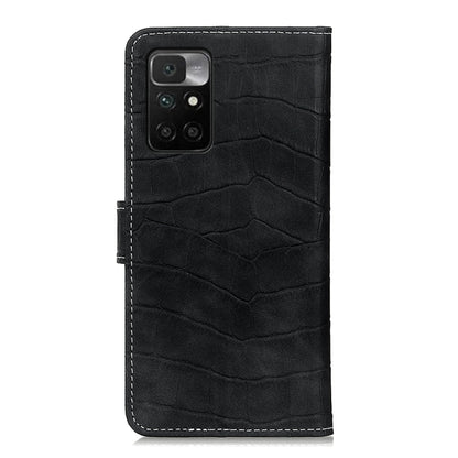 For Xiaomi Redmi 10 / Redmi Note 11 4G Magnetic Crocodile Texture Horizontal Flip Leather Case with Holder & Card Slots & Wallet(Black) - Xiaomi Cases by buy2fix | Online Shopping UK | buy2fix