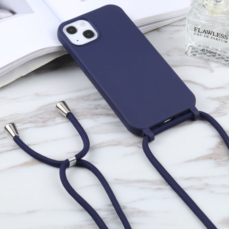 For iPhone 13 Pro Candy Colors TPU Protective Case with Lanyard (Dark Blue) - iPhone 13 Pro Cases by buy2fix | Online Shopping UK | buy2fix