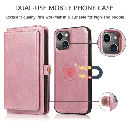 For iPhone 13 mini Strong Magnetic Detachable Horizontal Flip Leather Case with Card Slots & Wallet For  iPhone 13 Mini(Rose Gold) - iPhone 13 mini Cases by buy2fix | Online Shopping UK | buy2fix