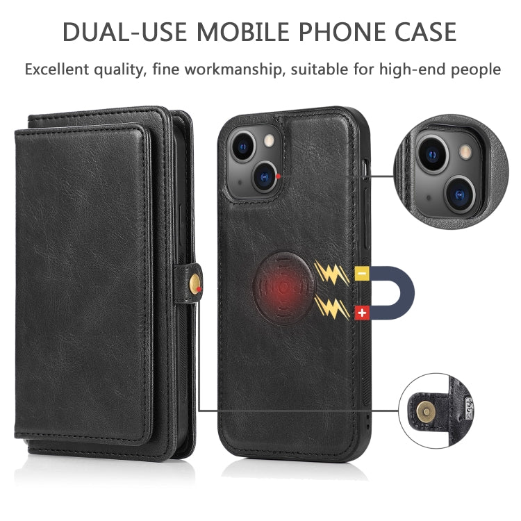 For iPhone 13 Pro Strong Magnetic Detachable Horizontal Flip Leather Case with Card Slots & Wallet (Black) - iPhone 13 Pro Cases by buy2fix | Online Shopping UK | buy2fix