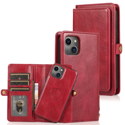For iPhone 13 Pro Strong Magnetic Detachable Horizontal Flip Leather Case with Card Slots & Wallet (Red) - iPhone 13 Pro Cases by buy2fix | Online Shopping UK | buy2fix