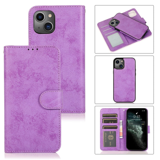 For iPhone 13 Pro Retro 2 in 1 Detachable Horizontal Flip Leather Case with Card Slots & Wallet (Purple) - iPhone 13 Pro Cases by buy2fix | Online Shopping UK | buy2fix