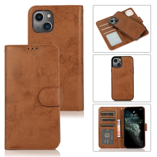 For iPhone 13 Pro Retro 2 in 1 Detachable Horizontal Flip Leather Case with Card Slots & Wallet (Brown) - iPhone 13 Pro Cases by buy2fix | Online Shopping UK | buy2fix