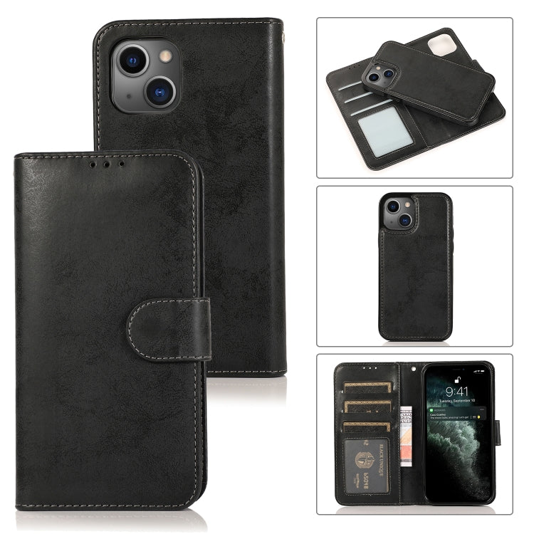 For iPhone 13 Pro Max Retro 2 in 1 Detachable Horizontal Flip Leather Case with Card Slots & Wallet (Black) - iPhone 13 Pro Max Cases by buy2fix | Online Shopping UK | buy2fix