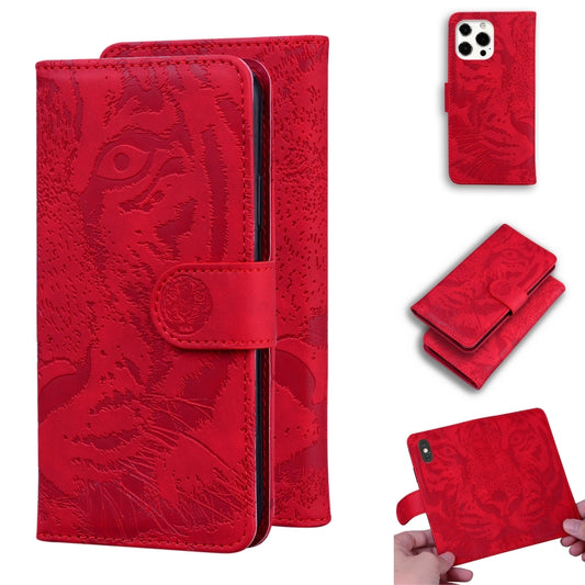 For iPhone 13 Pro Tiger Embossing Pattern Horizontal Flip Leather Case with Holder & Card Slots & Wallet (Red) - iPhone 13 Pro Cases by buy2fix | Online Shopping UK | buy2fix