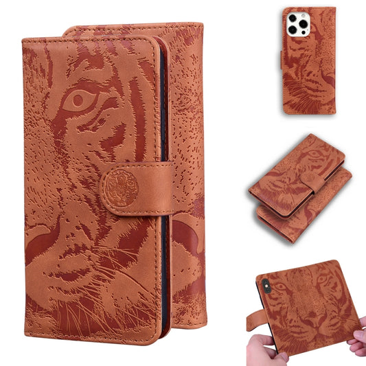 For iPhone 13 Pro Tiger Embossing Pattern Horizontal Flip Leather Case with Holder & Card Slots & Wallet (Brown) - iPhone 13 Pro Cases by buy2fix | Online Shopping UK | buy2fix