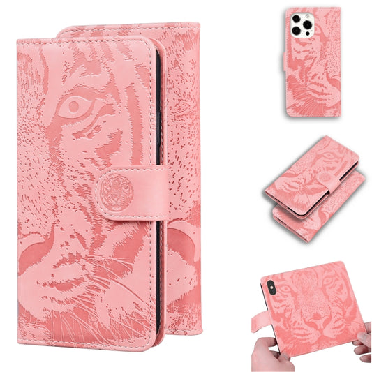 For iPhone 13 Pro Tiger Embossing Pattern Horizontal Flip Leather Case with Holder & Card Slots & Wallet (Pink) - iPhone 13 Pro Cases by buy2fix | Online Shopping UK | buy2fix